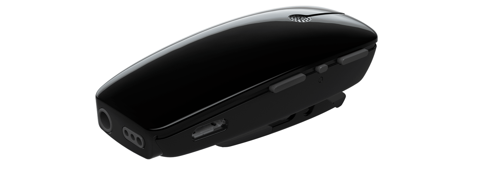 Vista lateral de Beltone myPAL y Beltone myPAL Pro, un pequeño micrófono portátil que se le entrega a la persona que desea escuchar.
