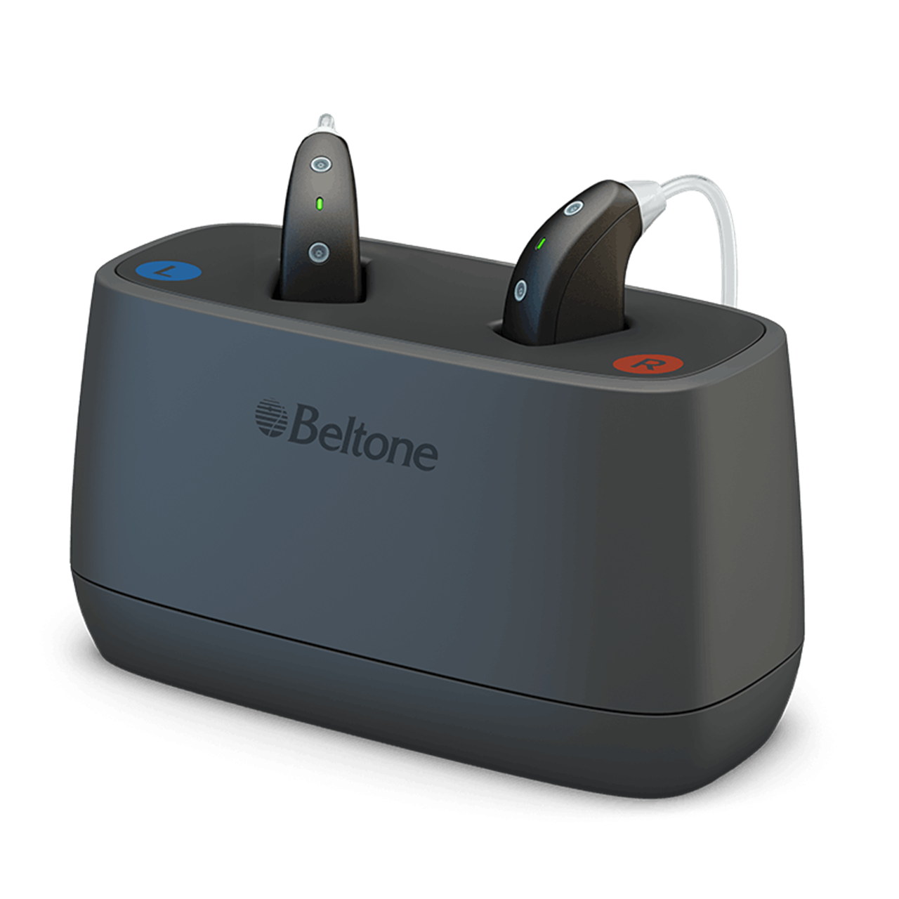 Beltone Imagine Retroauricolare BTE posizionato nel caricabatterie Desktop