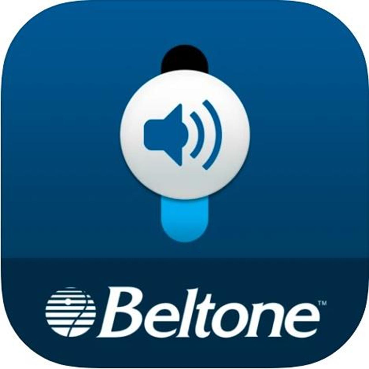 Hombre utilizando la aplicación Beltone Hearplus