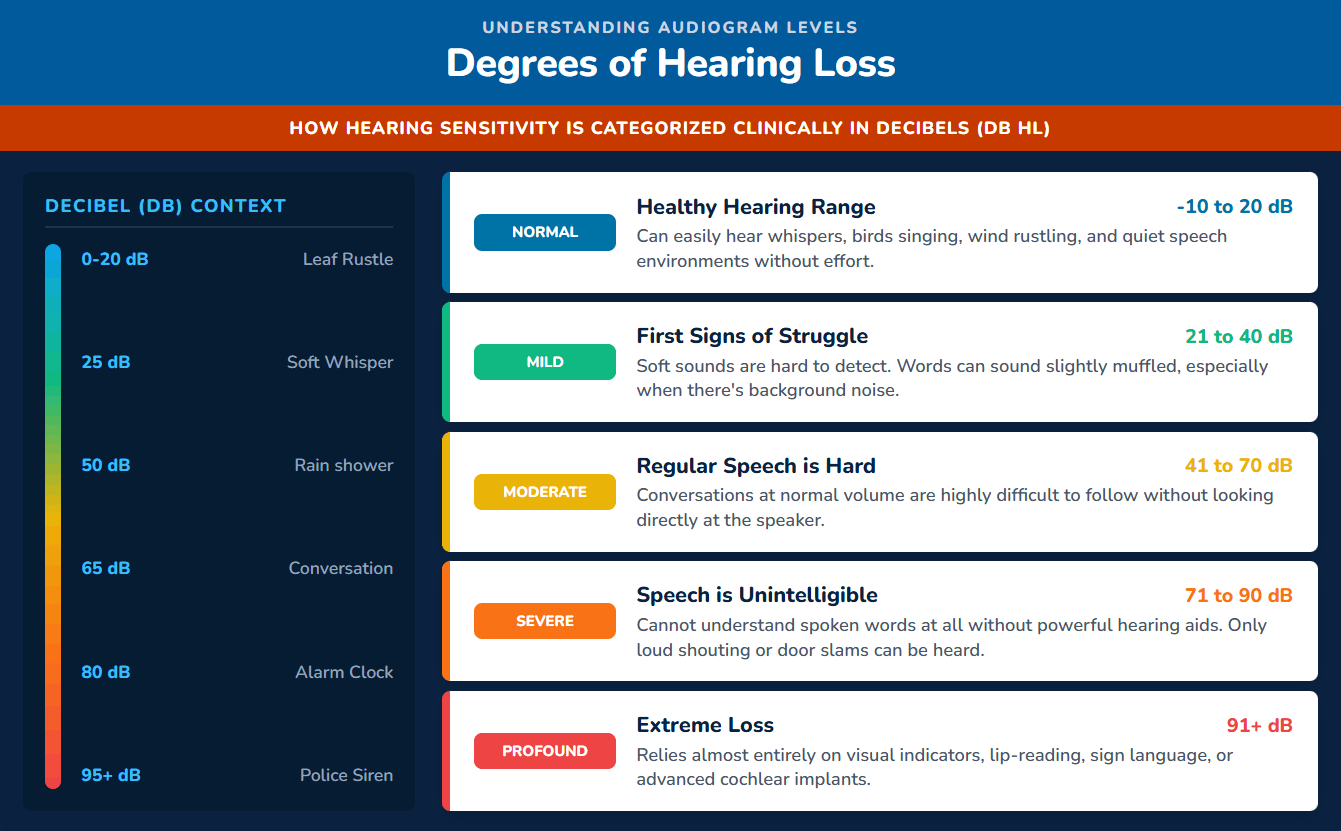 infographic about the degrees of hearing loss